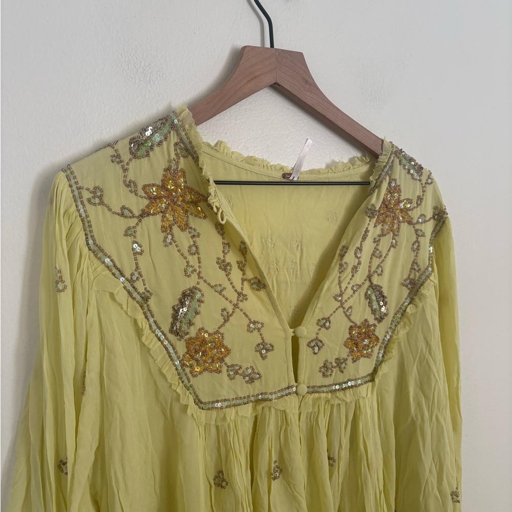 Free People Bali Golden Sun Mini Dress Jeweled Boho Chic Women’s Medium NWOT - Picture 3 of 10